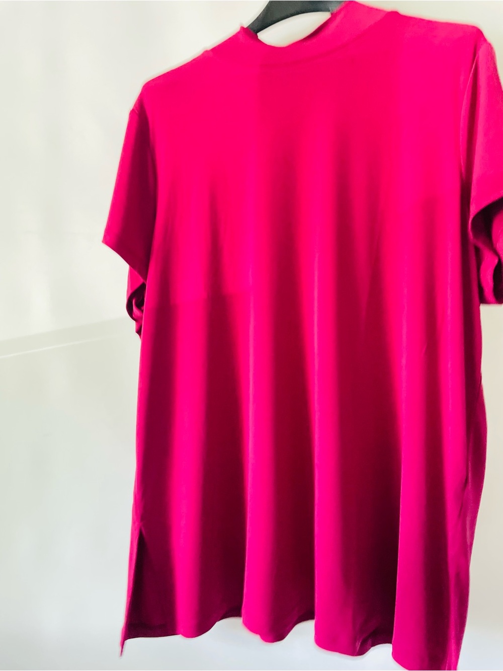 Susan Graver Bright Fuchsia Short Sleeve Top Liquid Fabric Lightweight 2 XL